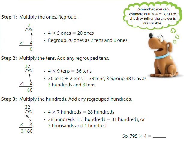 Big Ideas Math Solutions Grade 4 Chapter 3 Multiply by One-Digit Numbers 3.8 1