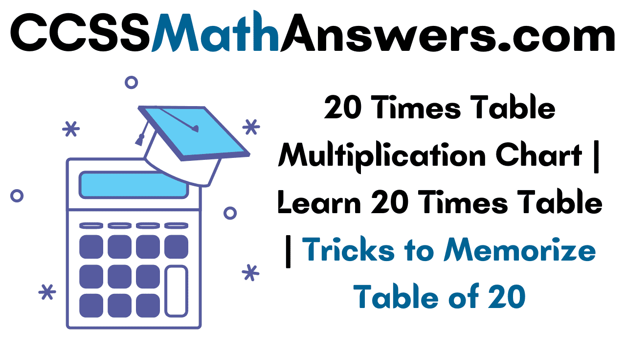 20 Times Table Multiplication Chart