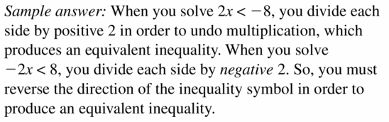 Big Ideas Math Algebra 1 Answer Key Chapter 2 Solving Linear Inequalities 2.3 Question 1