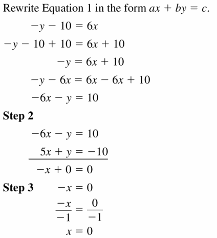 Big Ideas Math Algebra 1 Answers Chapter 5 Solving Systems of Linear Equations 5.3 Question 9.1