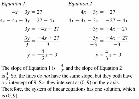 Big Ideas Math Algebra 1 Answers Chapter 5 Solving Systems of Linear Equations 5.4 Question 19