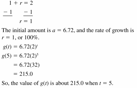 Big Ideas Math Algebra 1 Answers Chapter 6 Exponential Functions and Sequences 6.4 Question 11