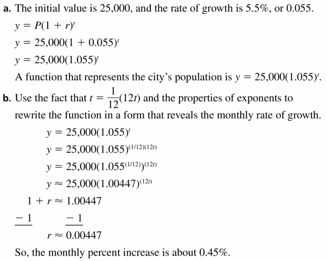 Big Ideas Math Algebra 1 Answers Chapter 6 Exponential Functions and Sequences 6.4 Question 63.1