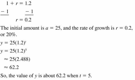 Big Ideas Math Algebra 1 Answers Chapter 6 Exponential Functions and Sequences 6.4 Question 7