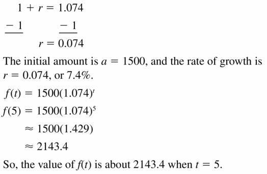 Big Ideas Math Algebra 1 Answers Chapter 6 Exponential Functions and Sequences 6.4 Question 9