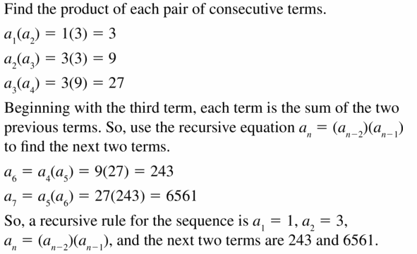 Big Ideas Math Algebra 1 Answers Chapter 6 Exponential Functions and Sequences 6.7 Question 43