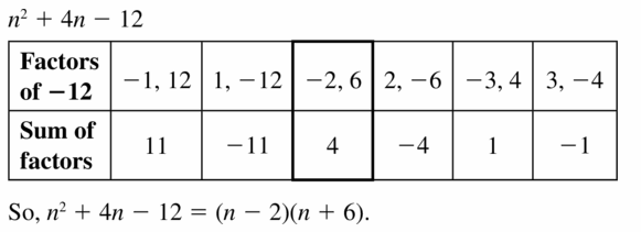 Big Ideas Math Algebra 1 Answers Chapter 7 Polynomial Equations and Factoring 7.5 Question 17
