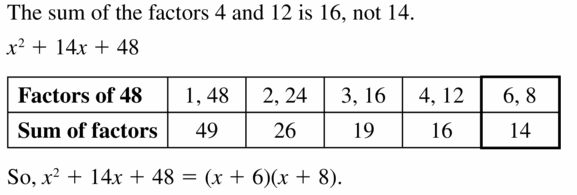 Big Ideas Math Algebra 1 Answers Chapter 7 Polynomial Equations and Factoring 7.5 Question 27