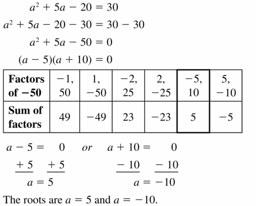 Big Ideas Math Algebra 1 Answers Chapter 7 Polynomial Equations and Factoring 7.5 Question 35