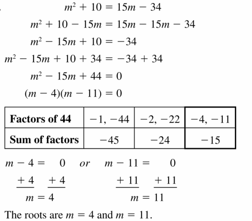 Big Ideas Math Algebra 1 Answers Chapter 7 Polynomial Equations and Factoring 7.5 Question 37