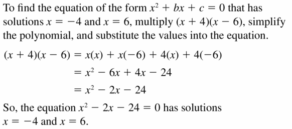 Big Ideas Math Algebra 1 Answers Chapter 7 Polynomial Equations and Factoring 7.5 Question 45