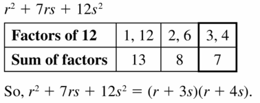 Big Ideas Math Algebra 1 Answers Chapter 7 Polynomial Equations and Factoring 7.5 Question 49