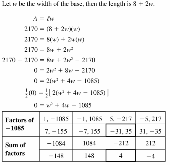 Big Ideas Math Algebra 1 Answers Chapter 7 Polynomial Equations and Factoring 7.6 Question 35.1