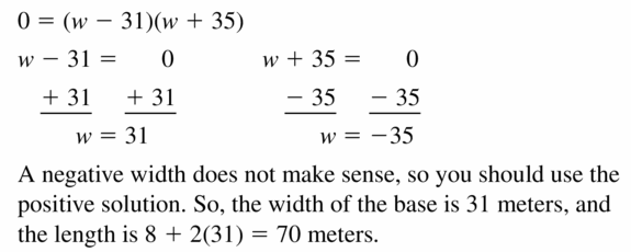 Big Ideas Math Algebra 1 Answers Chapter 7 Polynomial Equations and Factoring 7.6 Question 35.2