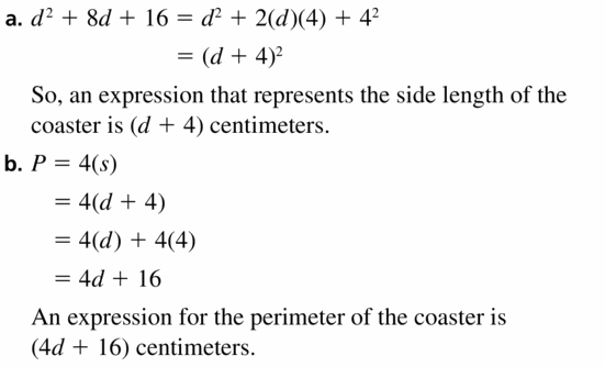 Big Ideas Math Algebra 1 Answers Chapter 7 Polynomial Equations and Factoring 7.7 Question 25