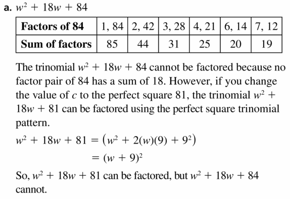 Big Ideas Math Algebra 1 Answers Chapter 7 Polynomial Equations and Factoring 7.7 Question 43.1