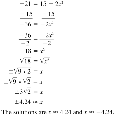 Big Ideas Math Algebra 1 Solutions Chapter 9 Solving Quadratic Equations 9.3 a 29