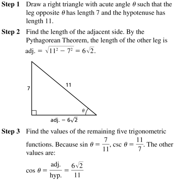 Big Ideas Math Algebra 2 Answer Key Chapter 9 Trigonometric Ratios and Functions 9.1 a 13.1