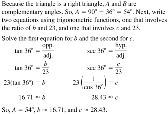 Big Ideas Math Algebra 2 Answer Key Chapter 9 Trigonometric Ratios and Functions 9.1 a 33