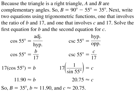 Big Ideas Math Algebra 2 Answer Key Chapter 9 Trigonometric Ratios and Functions 9.1 a 35