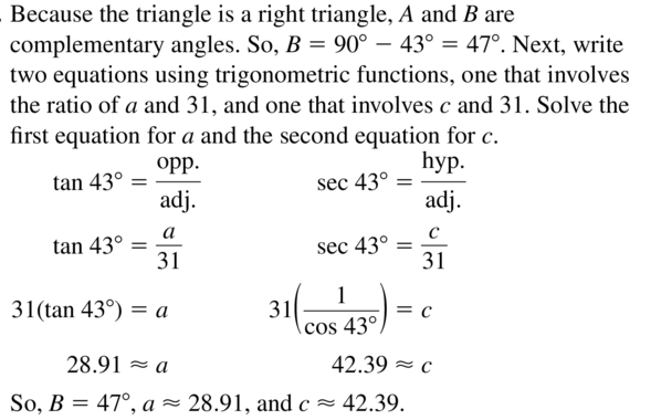 Big Ideas Math Algebra 2 Answer Key Chapter 9 Trigonometric Ratios and Functions 9.1 a 37