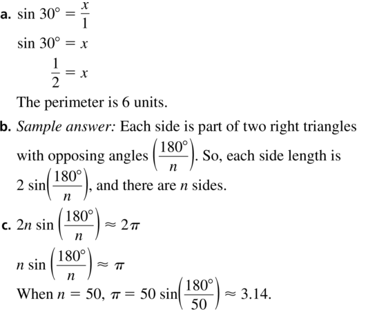 Big Ideas Math Algebra 2 Answer Key Chapter 9 Trigonometric Ratios and Functions 9.1 a 53