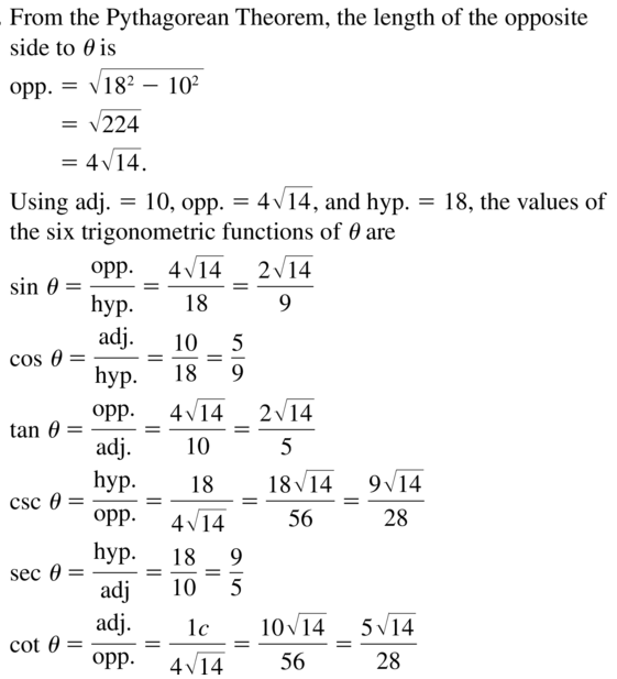 Big Ideas Math Algebra 2 Answer Key Chapter 9 Trigonometric Ratios and Functions 9.1 a 9
