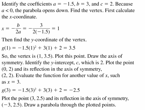 Big Ideas Math Algebra 2 Answers Chapter 2 Quadratic Functions 2.2 Question 27.1