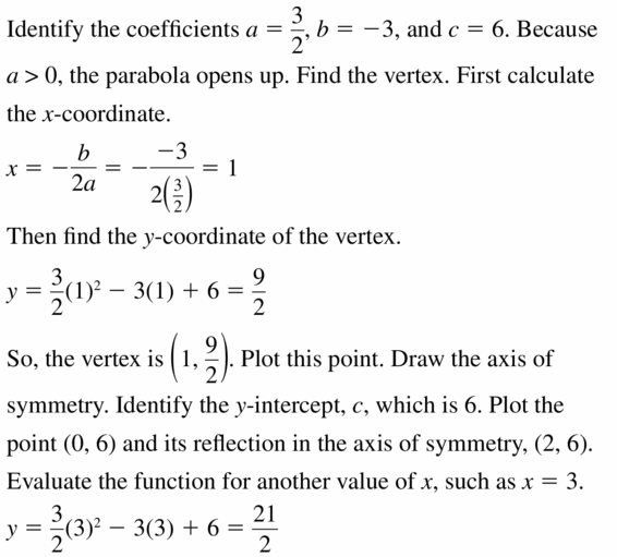 Big Ideas Math Algebra 2 Answers Chapter 2 Quadratic Functions 2.2 Question 29.1
