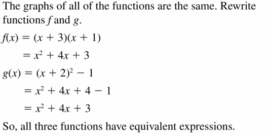 Big Ideas Math Algebra 2 Answers Chapter 2 Quadratic Functions 2.2 Question 71