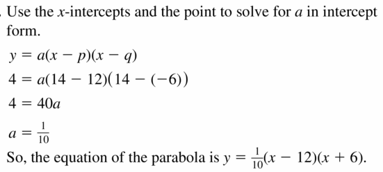 Big Ideas Math Algebra 2 Answers Chapter 2 Quadratic Functions 2.4 Question 11