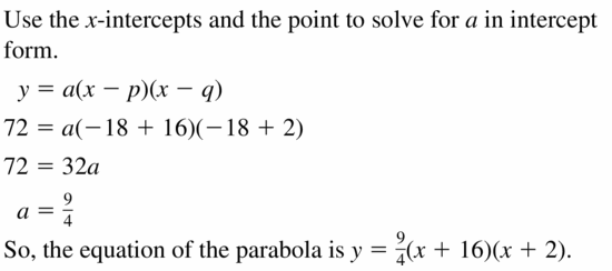 Big Ideas Math Algebra 2 Answers Chapter 2 Quadratic Functions 2.4 Question 13