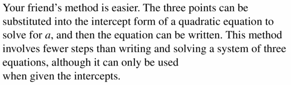 Big Ideas Math Algebra 2 Answers Chapter 2 Quadratic Functions 2.4 Question 25