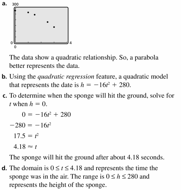 Big Ideas Math Algebra 2 Answers Chapter 2 Quadratic Functions 2.4 Question 27