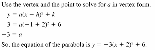 Big Ideas Math Algebra 2 Answers Chapter 2 Quadratic Functions 2.4 Question 3