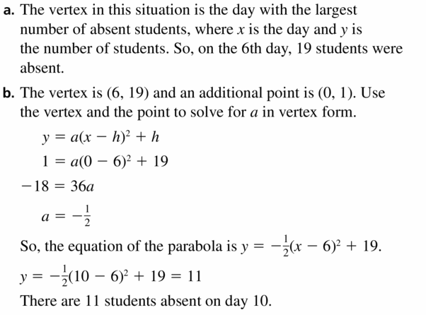 Big Ideas Math Algebra 2 Answers Chapter 2 Quadratic Functions 2.4 Question 33.1