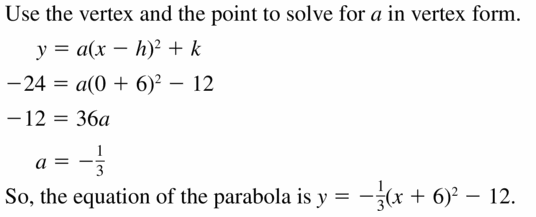Big Ideas Math Algebra 2 Answers Chapter 2 Quadratic Functions 2.4 Question 7