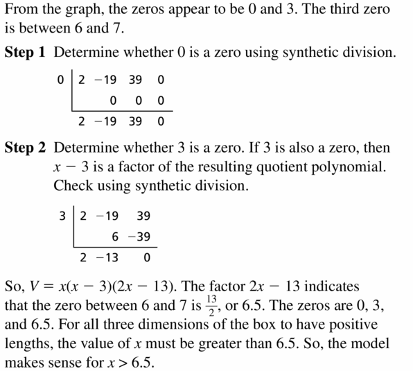 Big Ideas Math Algebra 2 Answers Chapter 4 Polynomial Functions 4.4 Question 55