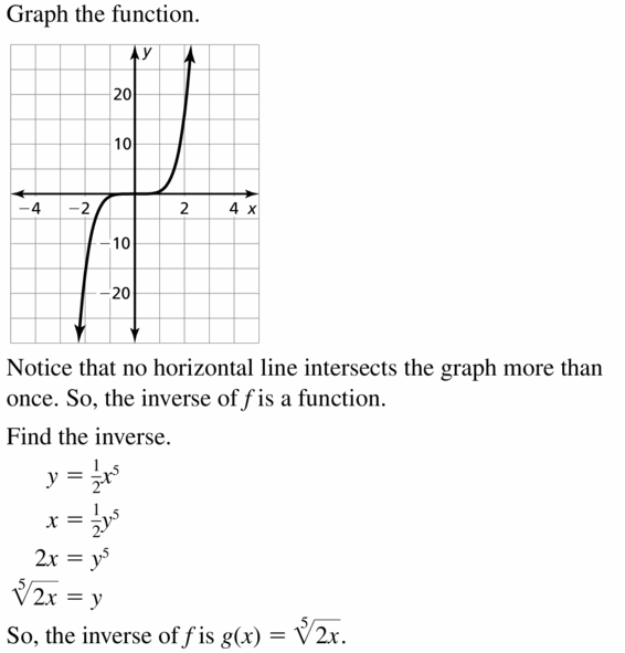 Big Ideas Math Algebra 2 Answers Chapter 5 Rational Exponents and Radical Functions 5.6 Question 45