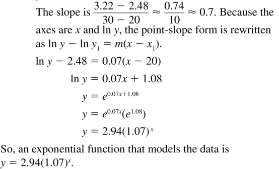 Big Ideas Math Algebra 2 Answers Chapter 6 Exponential and Logarithmic Functions 6.7 a 25.2