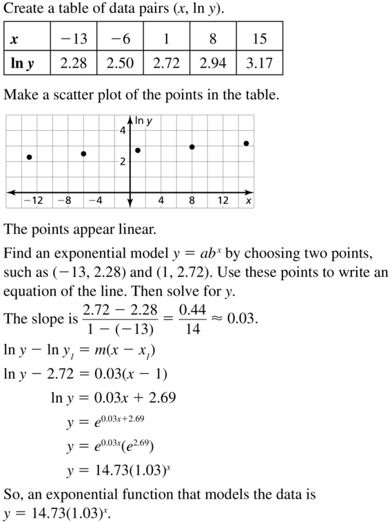 Big Ideas Math Algebra 2 Answers Chapter 6 Exponential and Logarithmic Functions 6.7 a 29