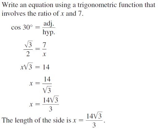 Big Ideas Math Algebra 2 Answers Chapter 9 Trigonometric Ratios and Functions 9.7 a 43