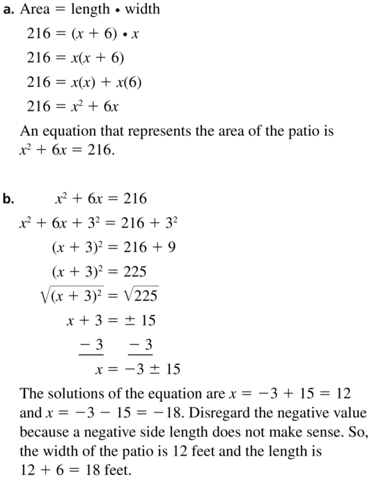 Big Ideas Math Answer Key Algebra 1 Chapter 9 Solving Quadratic Equations 9.4 a 23