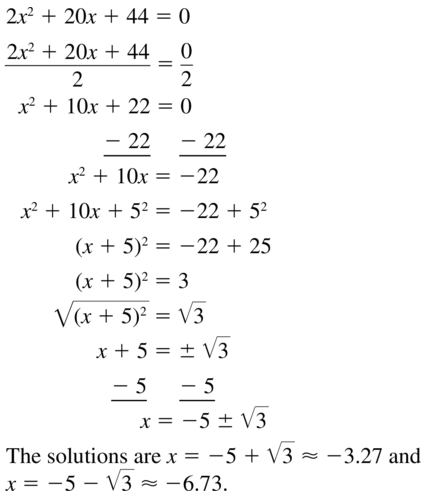 Big Ideas Math Answer Key Algebra 1 Chapter 9 Solving Quadratic Equations 9.4 a 27