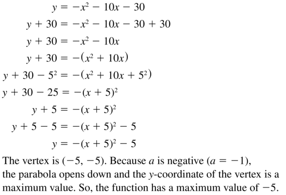 Big Ideas Math Answer Key Algebra 1 Chapter 9 Solving Quadratic Equations 9.4 a 43