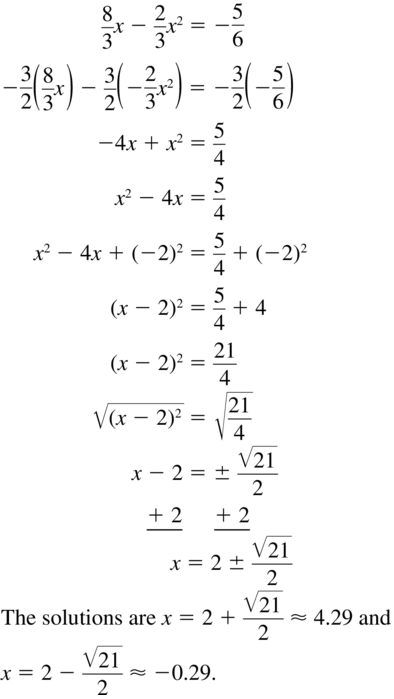 Big Ideas Math Answer Key Algebra 1 Chapter 9 Solving Quadratic Equations 9.4 a 61