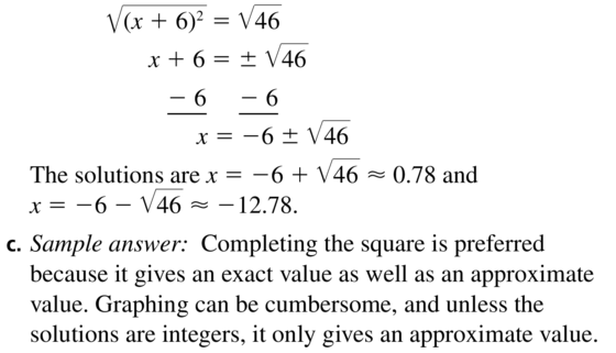 Big Ideas Math Answer Key Algebra 1 Chapter 9 Solving Quadratic Equations 9.4 a 67.2