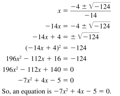 Big Ideas Math Answer Key Algebra 2 Chapter 3 Quadratic Equations and Complex Numbers 3.4 a 43