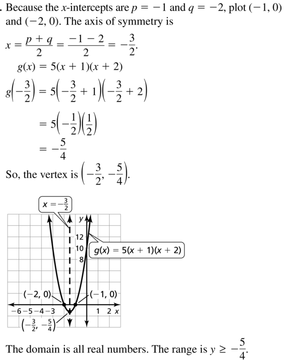 Big Ideas Math Answers Algebra 1 Chapter 8 Graphing Quadratic Functions 8.5 a 11