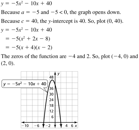 Big Ideas Math Answers Algebra 1 Chapter 8 Graphing Quadratic Functions 8.5 a 41